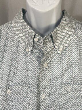 🤠 Wrangler George Strait Men’s Western Shirt White Green Blue 4XL 🔥